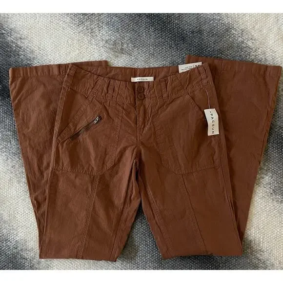 Pacsun Brown Low Rise Britney Flare Cargo Pant Size 25 | 2 NWT Punk Utility - Picture 7 of 14